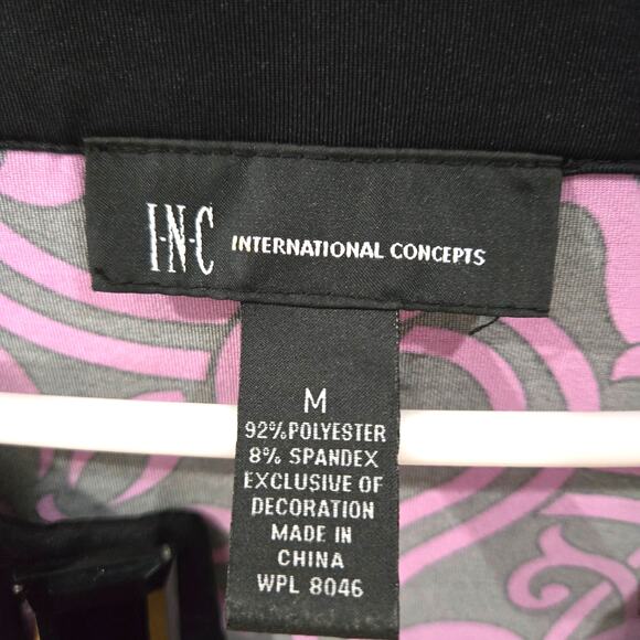 Inc International Concepts Sz Med Black & Pink Rhinestone Tunic Top - Picture 2 of 8